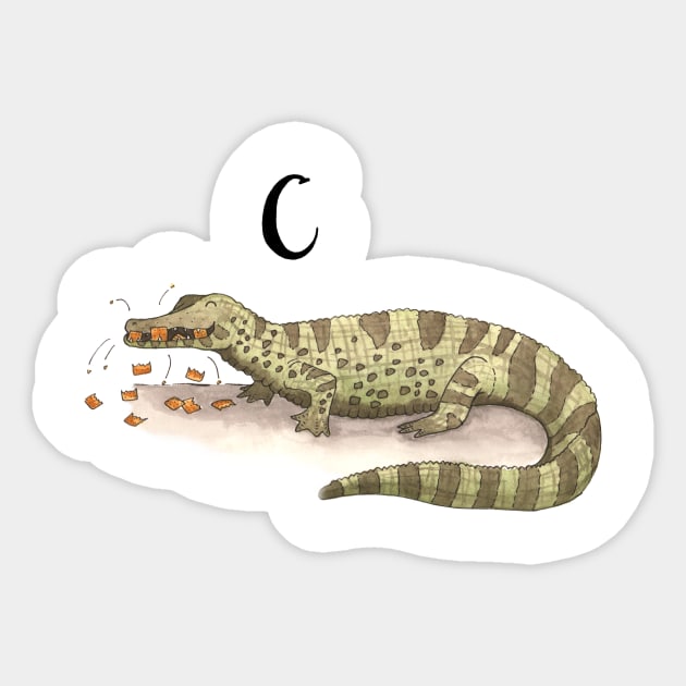 C is for Caiman Sticker by thewatercolorwood